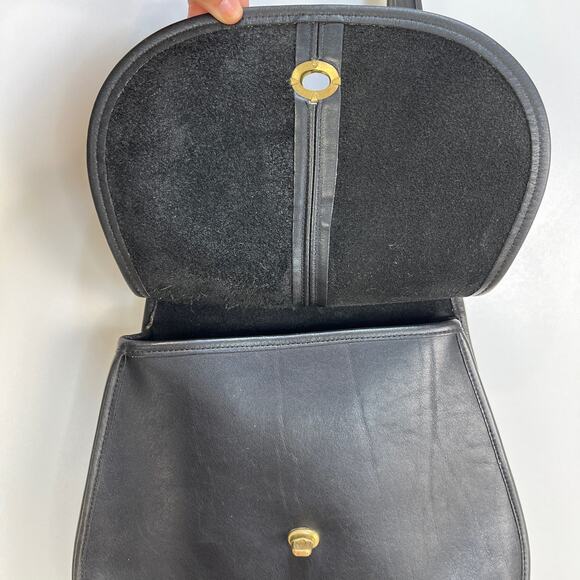 Vintage Coach Crescent Bag Black Leather Purse Handbag 9235 - Picture 6 of 16